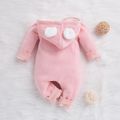 Baby Boy/Girl Cloud Design Thermal Fleece Lined Hooded Zipper Jumpsuit Pink image 2