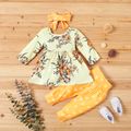 3pcs Floral Allover Long-sleeve Yellow Baby Set Yellow
