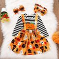 3pcs Halloween Style Stripe Long-sleeve Orange Baby Set Orange