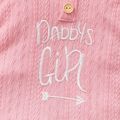 Baby Boy/Girl Letter Embroidered Solid Cable Knit Long-sleeve Hooded Jumpsuit Pink image 3