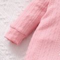 Baby Boy/Girl Letter Embroidered Solid Cable Knit Long-sleeve Hooded Jumpsuit Pink image 4