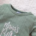 Baby Boy/Girl Letter Embroidered Solid Cable Knit Jumpsuit Pale Green