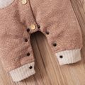 Baby Boy/Boy Heathered Knit Button Down 3D Ears Hooded Jumpsuit Brown image 4