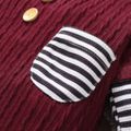 Baby Boy/Girl Solid Splicing Striped Long-sleeve Hooded Jumpsuit Burgundy