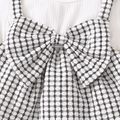 3pcs Baby Girl Black Plaid Bowknot Long-sleeve Top and Flared Pants Set BlackandWhite