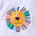 2pcs Baby Boy/Girl Cartoon Lion Print Short-sleeve T-shirt and Plaid Shorts Set White image 4