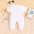 Baby Boy/Girl Stuffed animal Toy Design Short-sleeve Solid Imitation Knitting Jumpsuit White