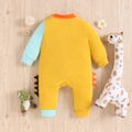 Dino Fan Baby Color Block 3D Serration Long-sleeve Yellow and Blue Jumpsuit Yellow