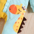 Dino Fan Baby Color Block 3D Serration Long-sleeve Yellow and Blue Jumpsuit Yellow