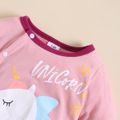Summer Zoo Baby Unicorn Color Splice Long-sleeve Pink Jumpsuit Pink