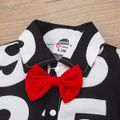 Baby Boy Party Outfit All Over Number Print Short-sleeve Bow Tie Snap Romper White