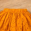 100% Cotton 2pcs Baby Girl Solid Eyelet Embroidered Layered Ruffle Trim Cami Top and Skirt Set Ginger