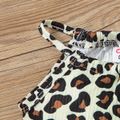 2pcs Baby Girl Leopard Halter Romper and Belted Imitation Denim Shorts Set Brown