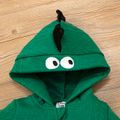Baby Boy Dinosaur Embroidered Green Imitation Knitting Hooded Long-sleeve Zip Jumpsuit Green