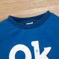 2pcs Toddler Boy Letter Print Pullover Sweatshirt and Elasticized Pants Set Blue image 3