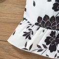 2-Pack Baby Girl 100% Cotton Crepe and Floral Print Flutter-sleeve Ruffle Hem Dresses Set BlackandWhite image 5