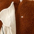 Baby Boy/Girl Bear Pattern Spliced 3D Ears Decor Hooded Long-sleeve Fleece Jumpsuit Brown