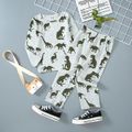 2-Pack 2pcs Toddler Boy Animal Dinosaur Print Long-sleeve Tee and Pants Set Army green