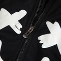 Toddler Boy Smile Emojis Print Striped Zipper Design Jacket Black