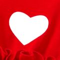 Toddler Girl Valentine's Day Ruffled Heart Print Mesh Splice Long-sleeve Dress Red