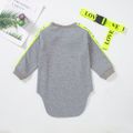 Toddler Girl Letter Print Webbing Design Irregular Hem Belted Dress Light Grey image 2
