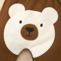 2pcs Baby Girl Bear Ears Decor Raglan-sleeve Embroidered Fleece Sweatshirt and Sweatpants Set Brown image 5