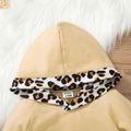 3pcs Baby Girl 95% Cotton Long-sleeve Hoodie and Leopard Print Leggings with Headband Set Apricot image 3