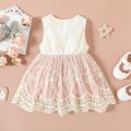 Baby Girl Bow Front Lace Mesh Sleeveless Party Dress Pink