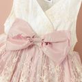 Baby Girl Bow Front Lace Mesh Sleeveless Party Dress Pink