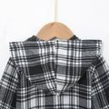 2pcs Baby Boy Bear Embroidered Letter Print Plaid Hooded Long-sleeve Shirt Jacket and Sweatpants Set Black/White image 5