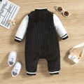 Baby Boy Letter Embroidered Long-sleeve Fuzzy Jumpsuit Black image 2