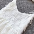 Fluffy Women White Dresses White(Long Sling Dresses） image 5
