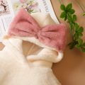 Baby 3pcs Pink/White Solid Long-sleeve Hooded Flannel Romper with Socks Set White image 5