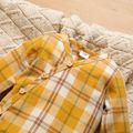 100% Cotton Yellow Plaid V Neck Long-sleeve Baby Romper Yellow