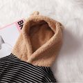 100% Cotton 2pcs Baby 3D Ears Long-sleeve Fleece Hoodie and Trousers Set Coffee image 5