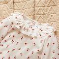 2pcs Baby Floral Print Ruffle Long-sleeve Corduroy Romper and Overall Dress Set Pink image 4