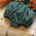 Cable Knit Long-sleeve Splicing Corduroy Bowknot Baby Romper Green image 3