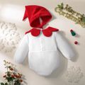Christmas 2pcs Baby Petal Collar Polar Fleece Long-sleeve Romper Set White