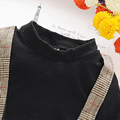Plaid Print Faux-two Bowknot Decor Long-sleeve Baby Dress Black