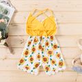 Baby / Toddler Girl Lace Sunflower Print Strappy Jumpsuit Yellow
