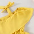 Beautiful Kid Girl Daisy Print Lace Bowknot Decor Slip Dress Yellow image 3