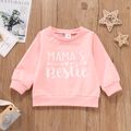 Letter Print Long-sleeve Pink Baby Pullover Top Pink image 1