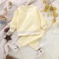 2-piece Toddler Girl/Boy Solid Long-sleeve Top and Elasticized Pants Casual Set Beige