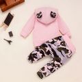 100% Cotton 2pcs Camouflage Print Hooded Long-sleeve Pink Baby Set Pink image 2
