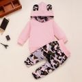 100% Cotton 2pcs Camouflage Print Hooded Long-sleeve Pink Baby Set Pink image 1