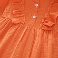 Toddler Girl Flounced Long Ruffle-sleeve Solid Dress Ginger
