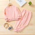 2-piece Toddler Girl Cat Pattern Fuzzy Pullover and Pink Pants Set Light Pink