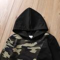 2-piece Toddler Boy 100% Cotton Camouflage Print Colorblock Hoodie and Pants Set Black