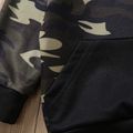 2-piece Toddler Boy 100% Cotton Camouflage Print Colorblock Hoodie and Pants Set Black