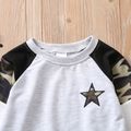 2-piece Toddler Boy 100% Cotton Star Camouflage Print Raglan Sleeve Pullover and Black Pants Set Color block image 3